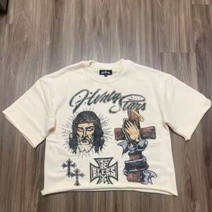 Cream Graphic T-Shirt with Religious Print
